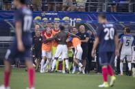 Jul 22, 2017; Arlington, TX, USA; United States forward Jozy Altidore (27) celebrates his goal with his teammates during the second half of the game against Costa Rica AT&T Stadium. The United States shut out Costa Rica 2-0. Mandatory Credit: Jerome Miron-USA TODAY Sports