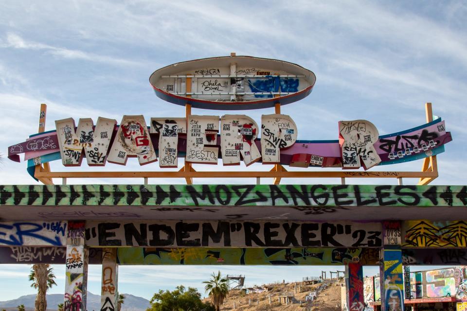 The signage for the now abandoned water park.