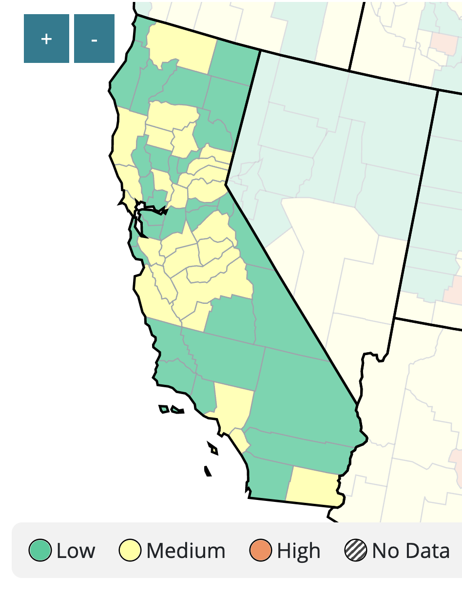 California COVID community level