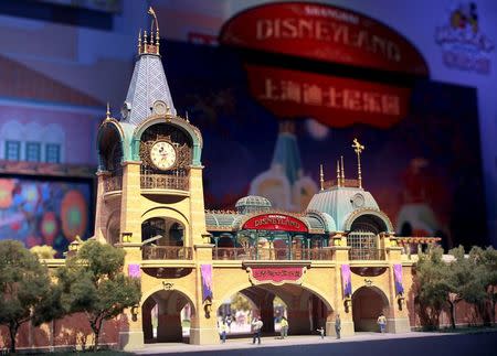 The unveiled scale model of the entrance of the future Shanghai Disneyland is seen during a news conference, in Shanghai, July 15, 2015. REUTERS/China Daily