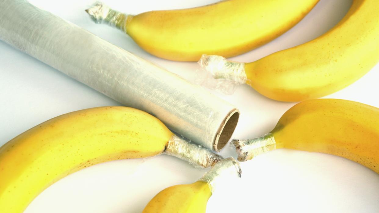 bananas with wrap over stem