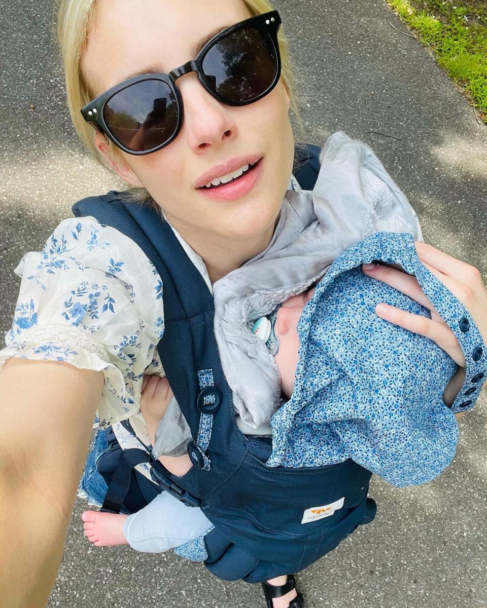 Emma Roberts and her son Rhodes