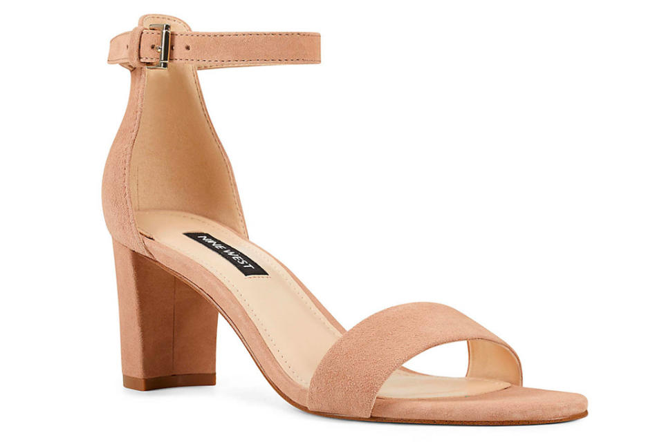 nude sandals, sandals, block heel, nine west