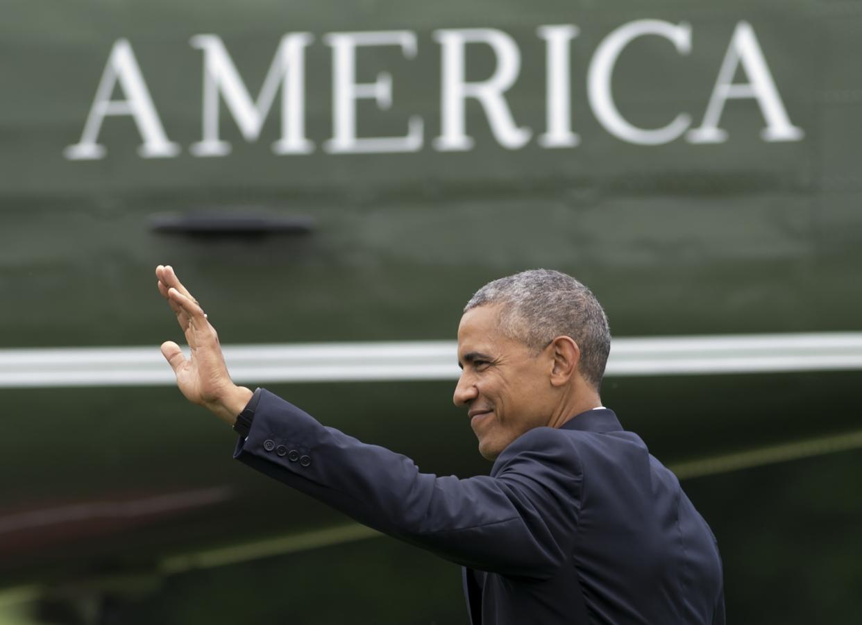 President Barack Obama waves as he walks to Marine One prior to departure from the South Lawn of the White House in Washington, DC in June. (Saul Loeb/AFP/Getty Images)