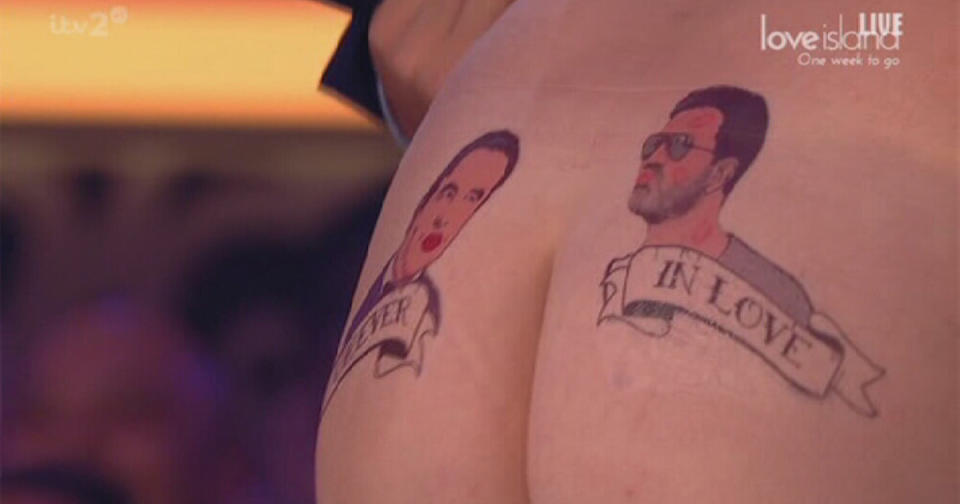 The comedian revealed a 'tattoo' of him and Simon Cowell on his bottom (Photo: ITV)