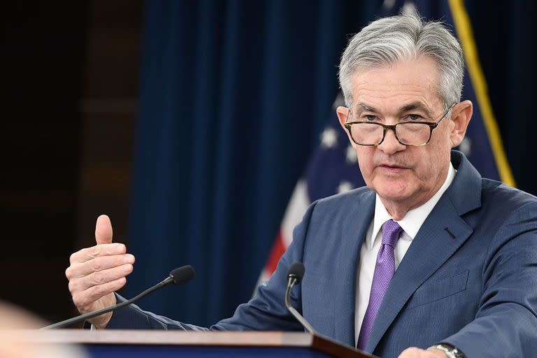 El presidente de la Fed, Jerome Powell, durante una conferencia de prensa