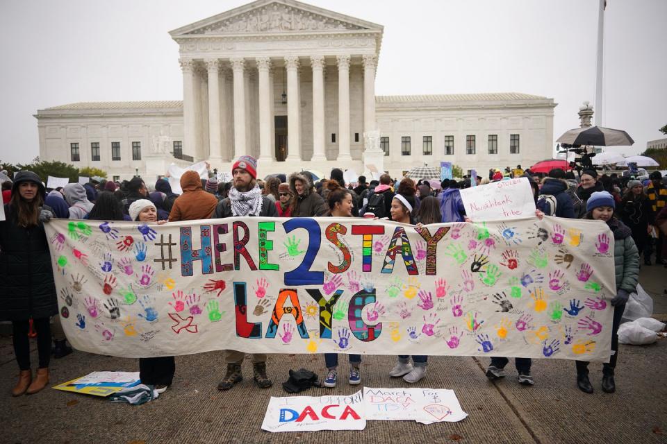 Protestors Rally on the Steps of the Supreme Court to Defend DACA