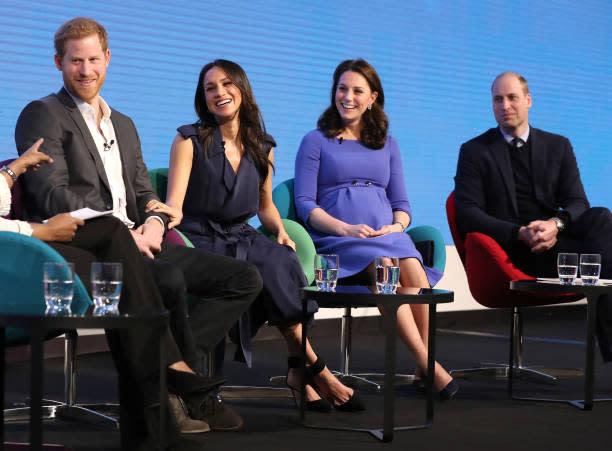 <div class="inline-image__caption"><p>Prince Harry, Meghan Markle, Catherine, Duchess of Cambridge and Prince William, Duke of Cambridge attend the first annual Royal Foundation Forum held at Aviva on February 28, 2018 in London, England.</p></div> <div class="inline-image__credit">Chris Jackson - WPA Pool/Getty Images</div>
