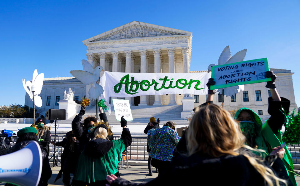 Performers participate in ACT FOR ABORTION in front of the Supreme Court of the United States on Jan. 22, 2022.<span class="copyright">Leigh Vogel—Act For Abortion/Getty Images</span>