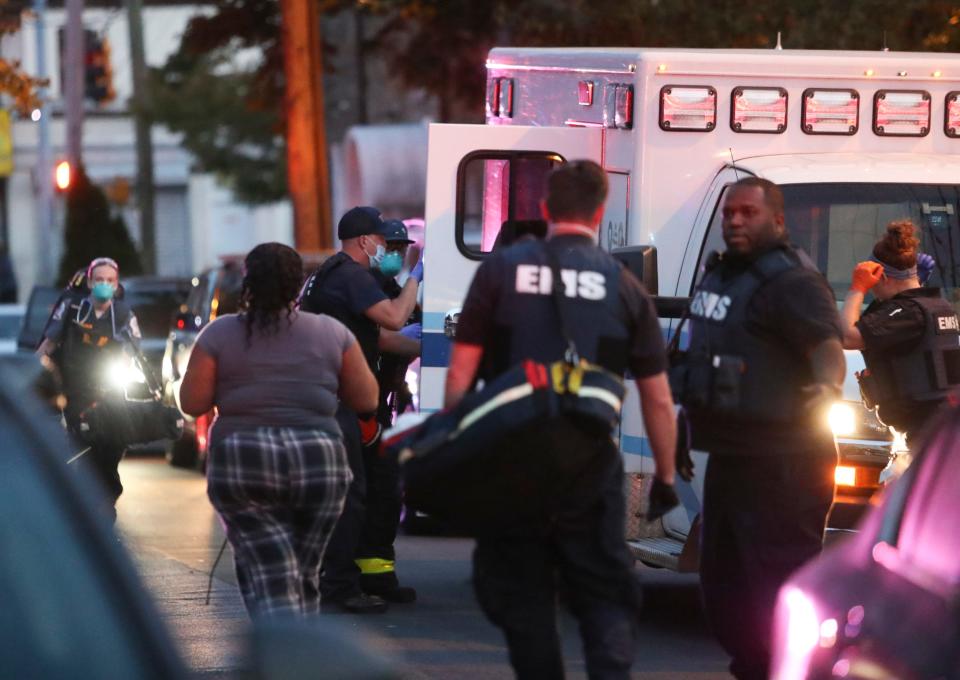 One of two shooting victims is carried to an ambulance after gunfire took place at the intersection of 24th and Tatnall Streets in Wilmington  on Sept. 22, 2020. The city on Thursday, Jan. 18, 2024, approved a $3.5 million budget amendment to pay Saint Francis Hospital for ambulance services.