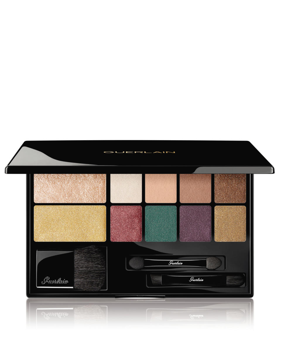 <p>Rock that sparkle and shimmer this festive season with these highlighters and shadows. <a rel="nofollow noopener" href="https://www.sephora.com.au/products/guerlain-electric-eyes-highlighter-plus-eyeshadow-palette-limited-edition-2018/v/default?gclid=EAIaIQobChMIwdD2h_-H3wIV1wcqCh1ZyAr4EAYYASABEgKAKPD_BwE&dxid=6837b66a-aef3-1543988964&dxgaid=XY-5a4656afddfe638b8" target="_blank" data-ylk="slk:Sephora, $116.00;elm:context_link;itc:0;sec:content-canvas" class="link ">Sephora, $116.00</a> </p>