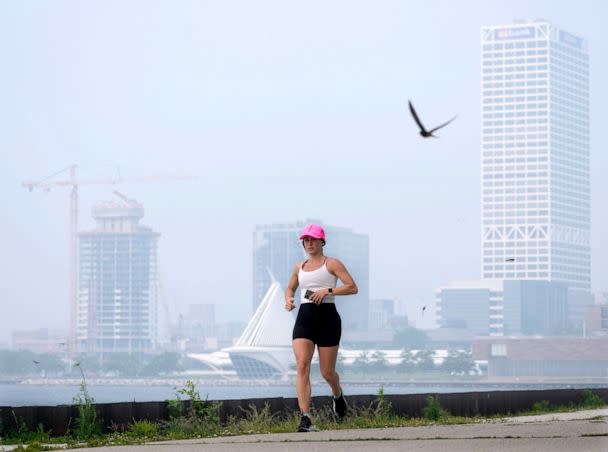 PHOTO: A haze of smoke hovers in the air of Milwaukee at Veteran's Park, June 27, 2023. (Mike De Sisti/Milwaukee Journal Sentinel via USAToday Network)