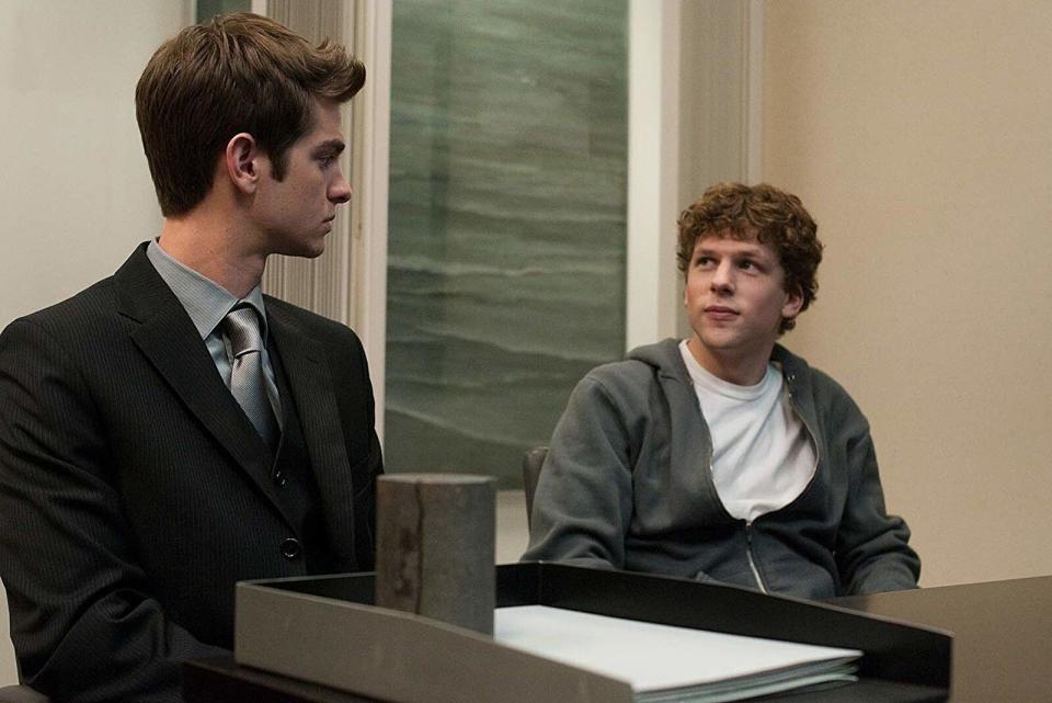 Andrew Garfield and Jesse Eisenberg in "The Social Network" (Photo: Everett Collection/Merrick Morton/Columbia Pictures)