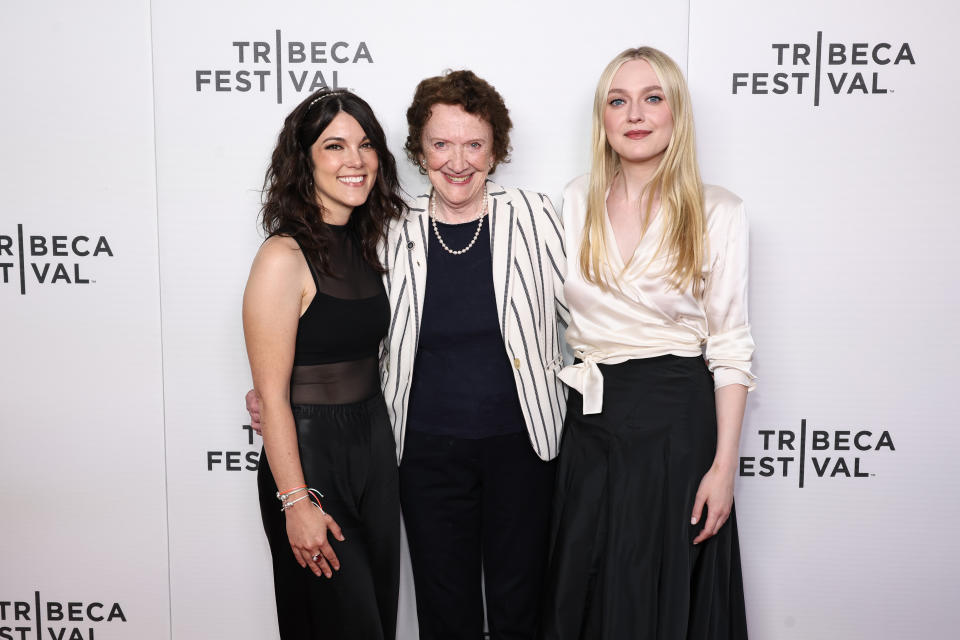 Director Abigail Fuller, Dr. Ann Burgess and Dakota Fanning attends the "Mastermind: To Think like A Killer" premiere