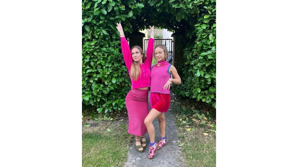 Lady Amelia and Lady Marina Windsor in pink outfits