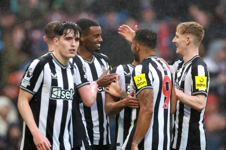 Newcastle players celebrate against Burnley <i>(Image: PA)</i>