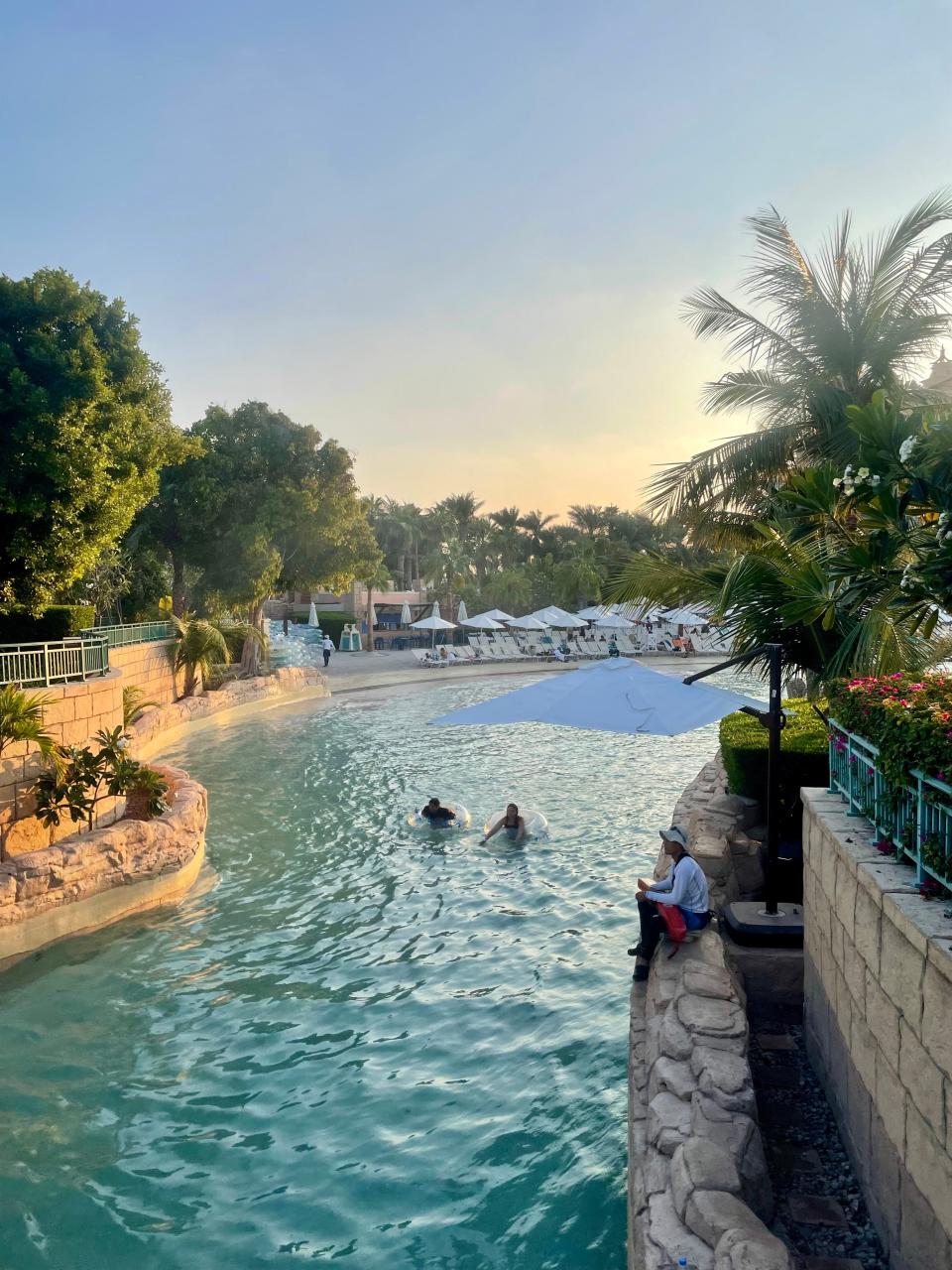 Tubers float in a lazy river.