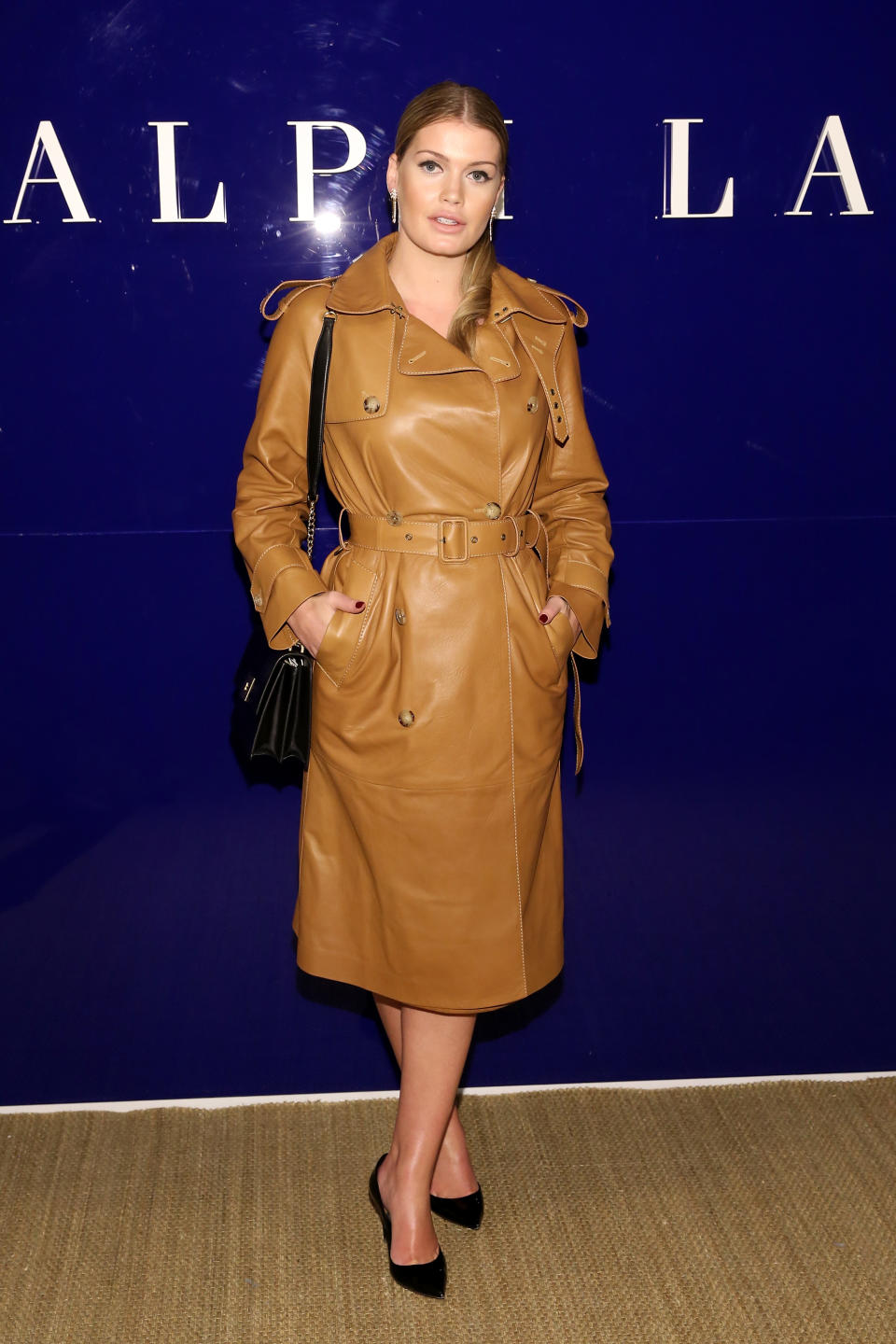<p>Princess Diana’s niece wore a tan Ralph Lauren coat to view the brand’s Fall 2018 show in New York.(Photo: Getty Images) </p>