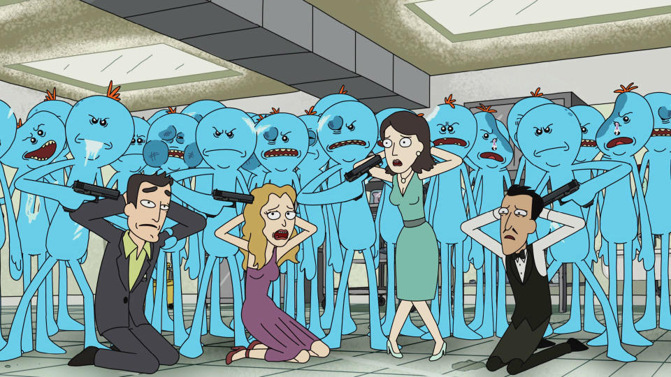 <p> "Meeseeks and Destroy" marks the moment where Rick and Morty transforms from oddball Adult Swim comedy into the animated sci-fi behemoth that has taken over the world. Fed up of dealing with his family’s rudimentary requests, Rick gives them a Meeseeks Box. Every time a big red button is hit, a member of the Meeseeks race – a species whose only goal is to complete the task they are given before dying – is spawned. </p> <p> Of course, this being the Smith-Sanchez clan, it's never going to go smoothly. Jerry’s golf game is a particular stick in the mud, and eventually causes the Meeseeks to go into a frenzy. It’s silly, random, and a whole lot of fun – a successful blueprint Rick and Morty continues to use. </p>