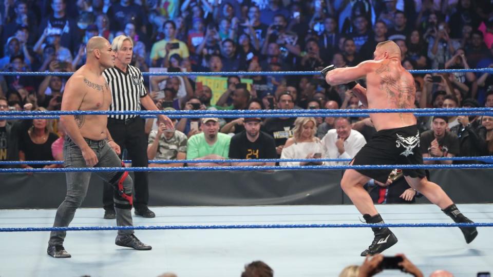 Former UFC heavyweight champion Cain Velasquez made his WWE debut during an episode of "Smackdown" on October 4, 2019. (Photo courtesy of WWE)