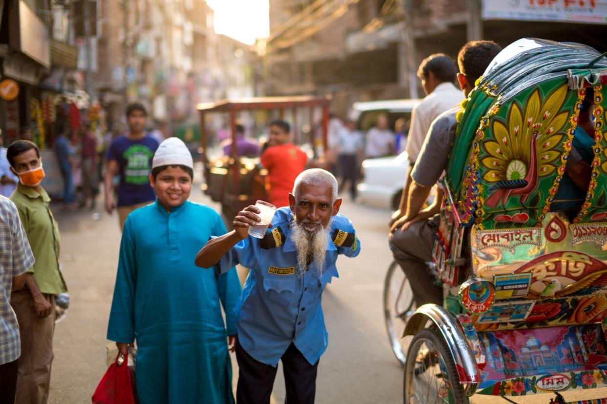 people in the street in India