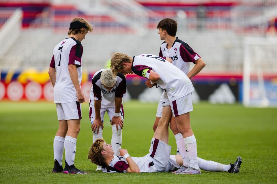 Juan Diego Catholic plays Morgan during the 3A boys soccer championship game at America First Field in Sandy on May 12, 2023. | Ryan Sun, Deseret News