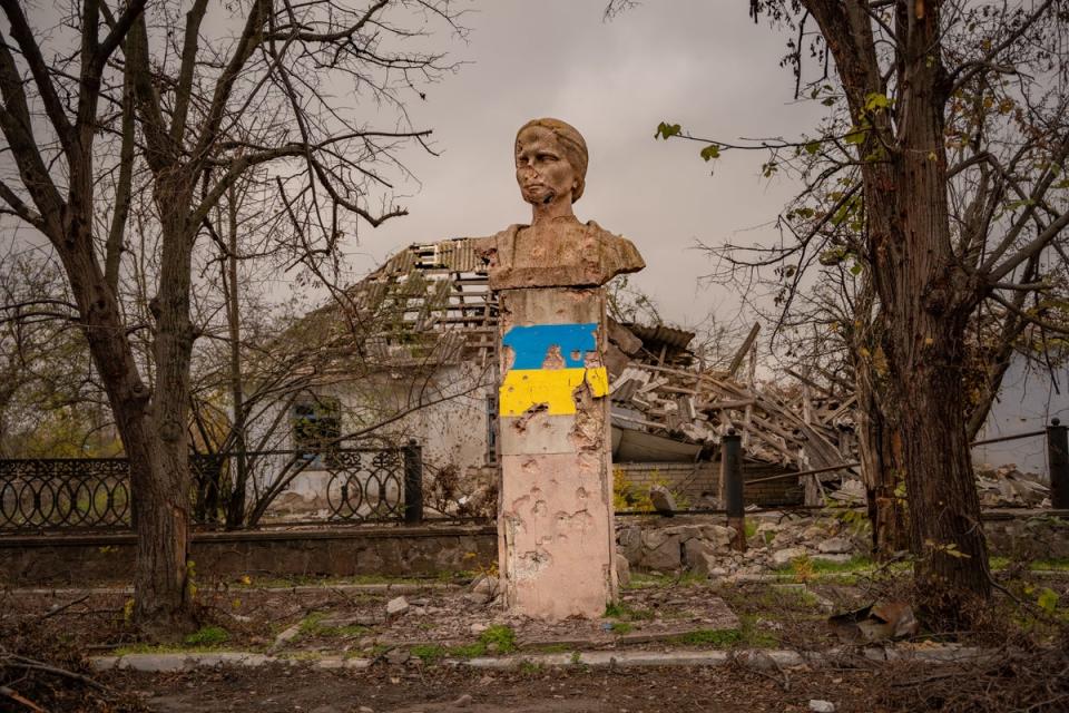 Many houses have been destroyed in the area around Kherson during Russian occupation (Bel Trew / The Independent)