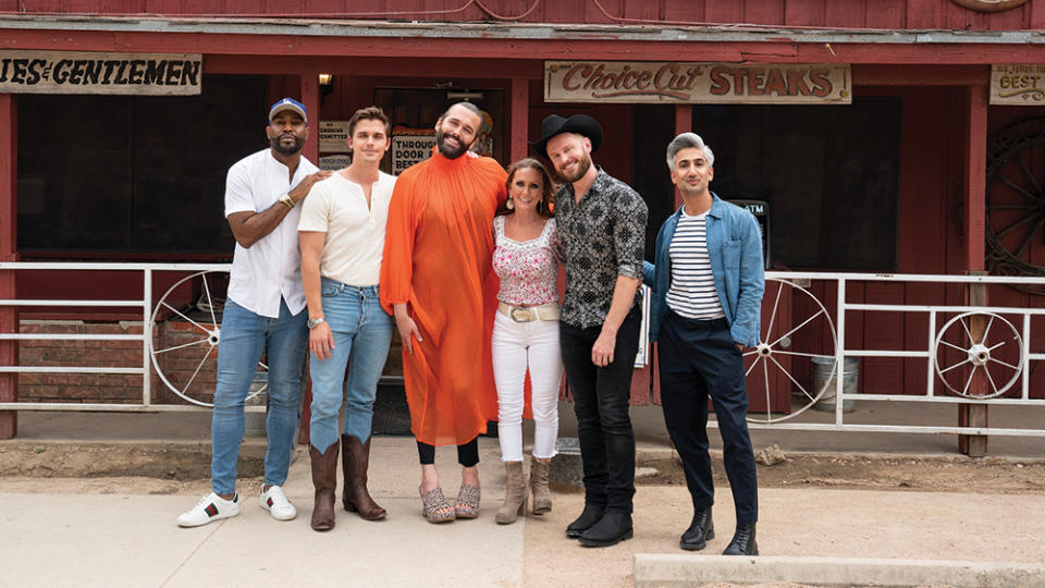 Queer Eye. (L to R) Karamo Brown, Antoni Porowski, Jonathan Van Ness, Terri White, Bobby Berk, Tan France in episode 601 of Queer Eye. Cr. Ilana Panich-Linsman/Netflix © 2021 - Credit: Courtesy of Ilana Panich-Linsman/Netflix