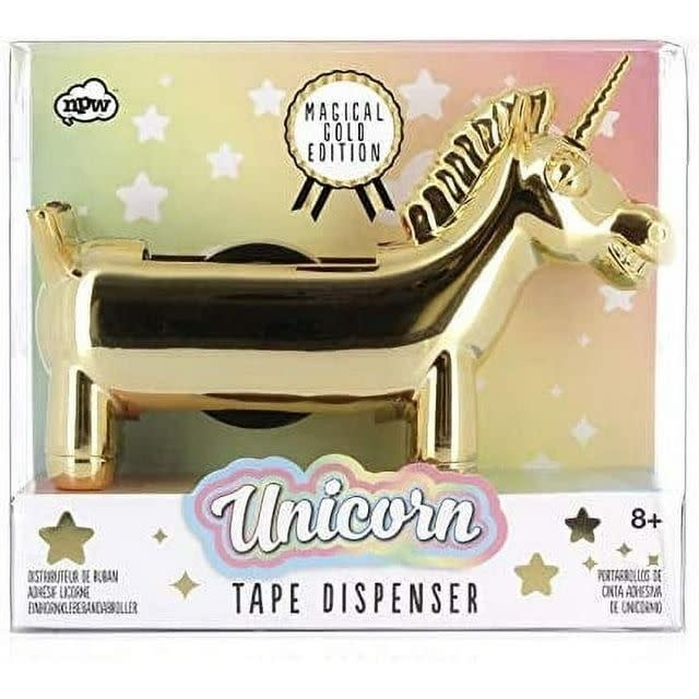 <p><a href="https://go.redirectingat.com?id=74968X1596630&url=https%3A%2F%2Fwww.walmart.com%2Fip%2FNPW-Gold-Edition-Unicorn-Tape-Dispenser-Rainbow-Tape%2F2774274766&sref=https%3A%2F%2Fwww.bestproducts.com%2Fhome%2Fdecor%2Fg94%2Fsecret-santa-gifts-ideas%2F" rel="nofollow noopener" target="_blank" data-ylk="slk:Shop Now;elm:context_link;itc:0;sec:content-canvas" class="link ">Shop Now</a></p><p>Unicorn Tape Dispenser</p><p>walmart.com</p><p>$30.54</p>