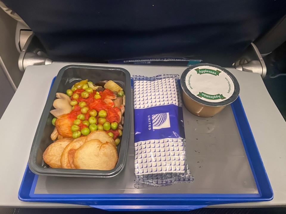 Breakfast on the United economy flight.