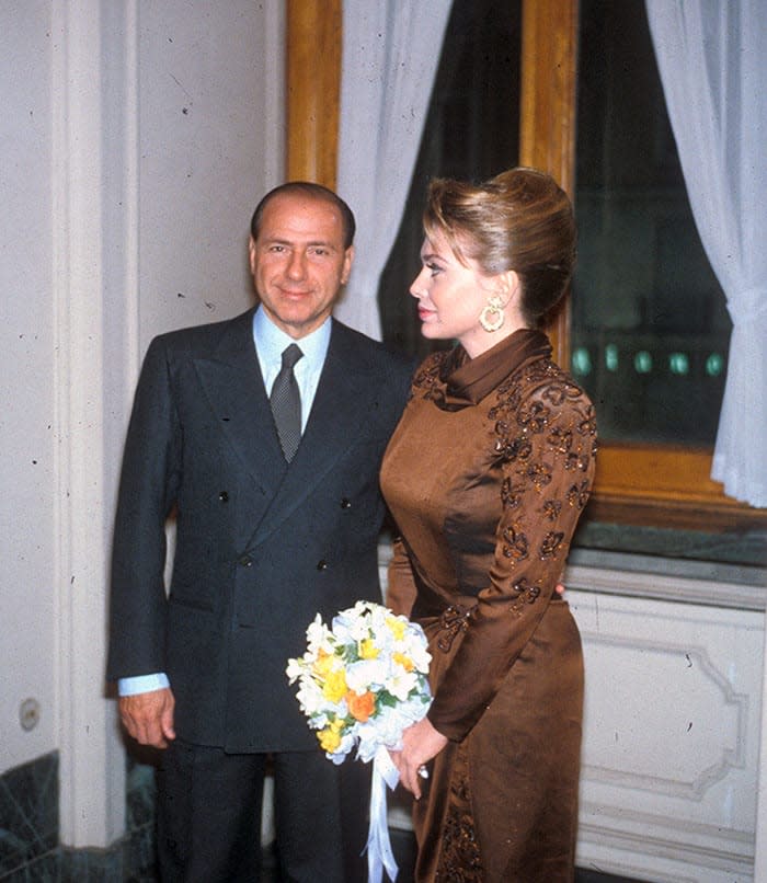 Silvio Berlusconi y  Verónica Lario se casaron en una ceremonia celebrada en el Palazzo Marino, en 1990