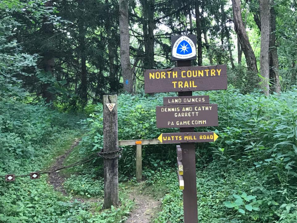 Watts Mill Road trailhead to the North Country Trail in South Beaver Township.