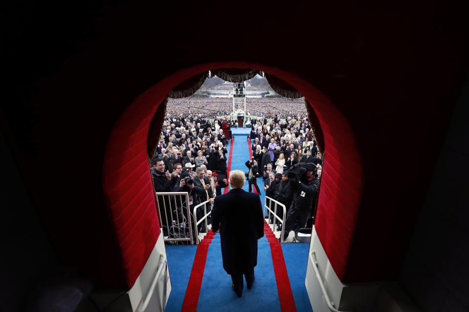 President-elect Donald Trump arrives at his inauguration on Jan. 20, 2017.