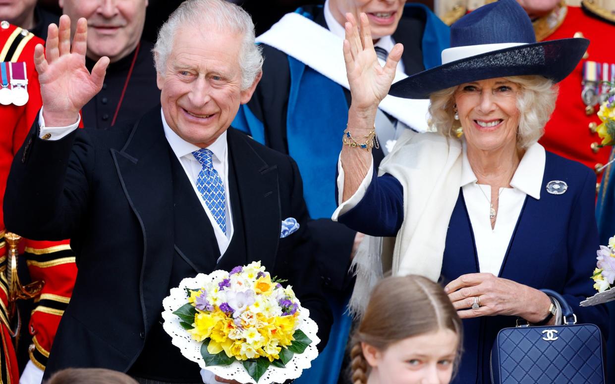 The Queen pictured in attendance at the Royal Maundy Service at York Minster with one of her Chanel handbags