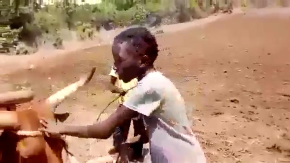 Dos niñas de una zona rural de Zimbabwe reivindican la igualdad entre mujeres y hombres. (Crédito: Twitter/@zozitunzi)