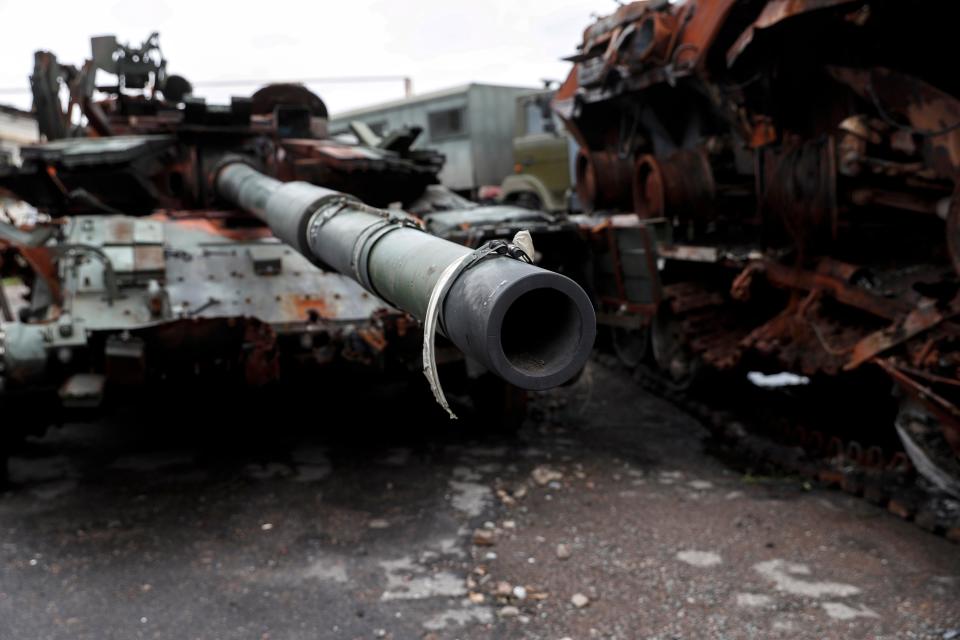 Armoured tanks were left behind as Russians fled (EPA)