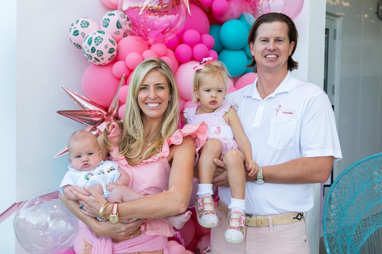 Investment manager and Palm Beach native Jack Cooney - with his son Charlie, wife Nikki and daughter Poppy - recently opened Pink Bird Car Wash in West Palm Beach with business partner Brent Andrews.