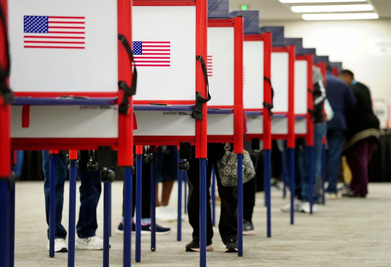 Voting booths at the Hamilton County Board of Elections in Norwood.