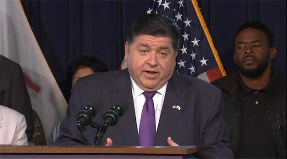 Gov. J.B. Pritzker discusses tax relief measures that take effect July 1 during a news conference Thursday in Chicago.