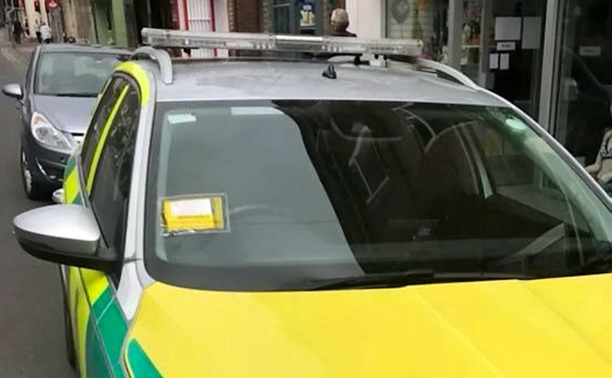 <em>Passers-by were left shocked when they saw a parking warden slap a ticket on a rapid response vehicle (Picture: SWNS)</em>