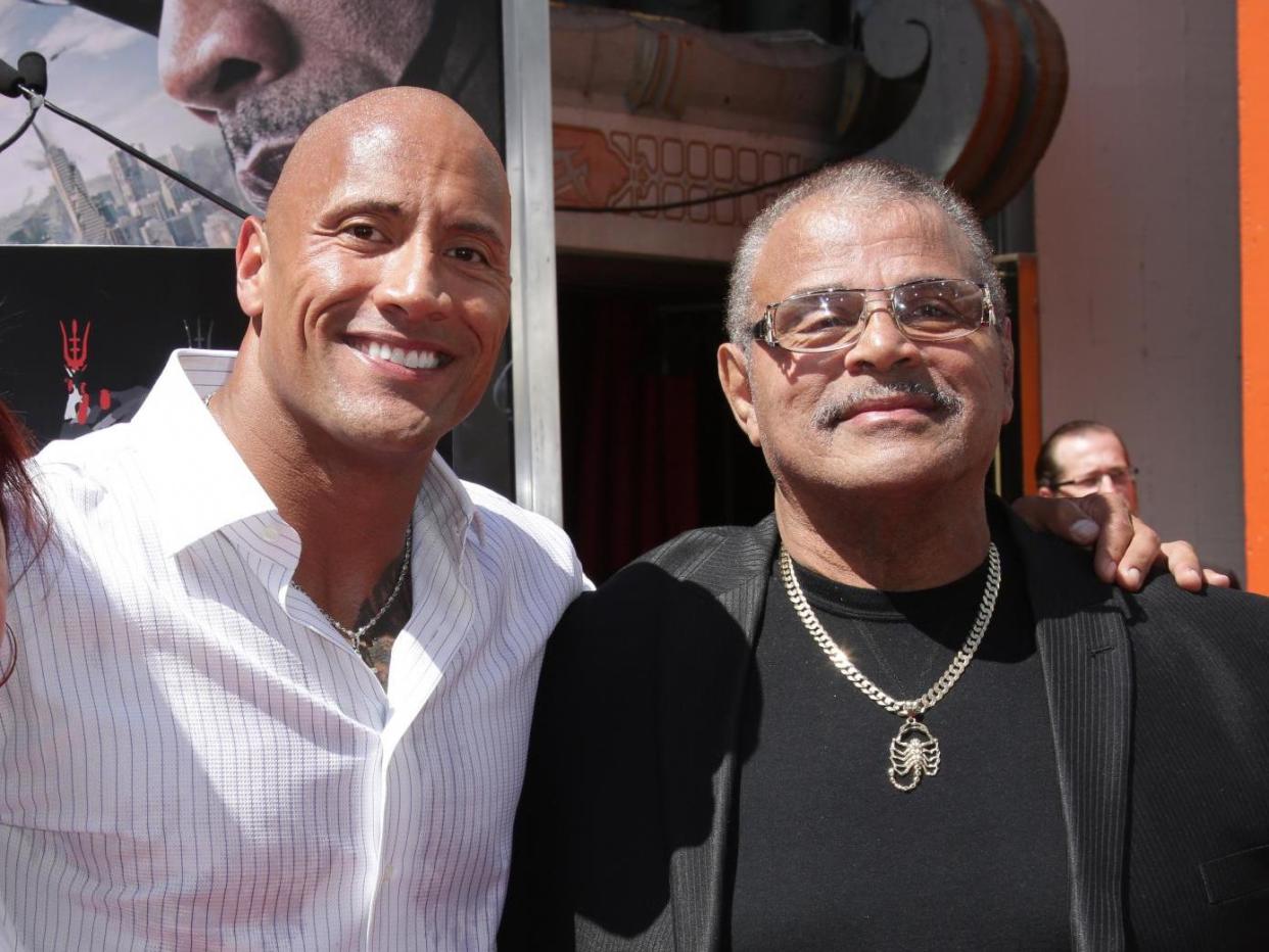 Dwayne and Rocky Johnson in 2015: Rex Features