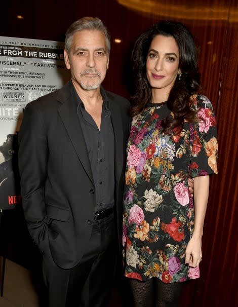 Special Screening Of Netflix's The White Helmets Hosted By The Clooney Foundation For Justice With George And Amal Clooney