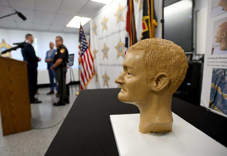 Stark County Sheriff George Maier announced that Michael Allan Leach, who had lived in Dover, was the man whose remains were found more than four years ago next to an oil well in Pike Township. He spoke during a news conference Thursday at the Stark County Sheriff's Office.