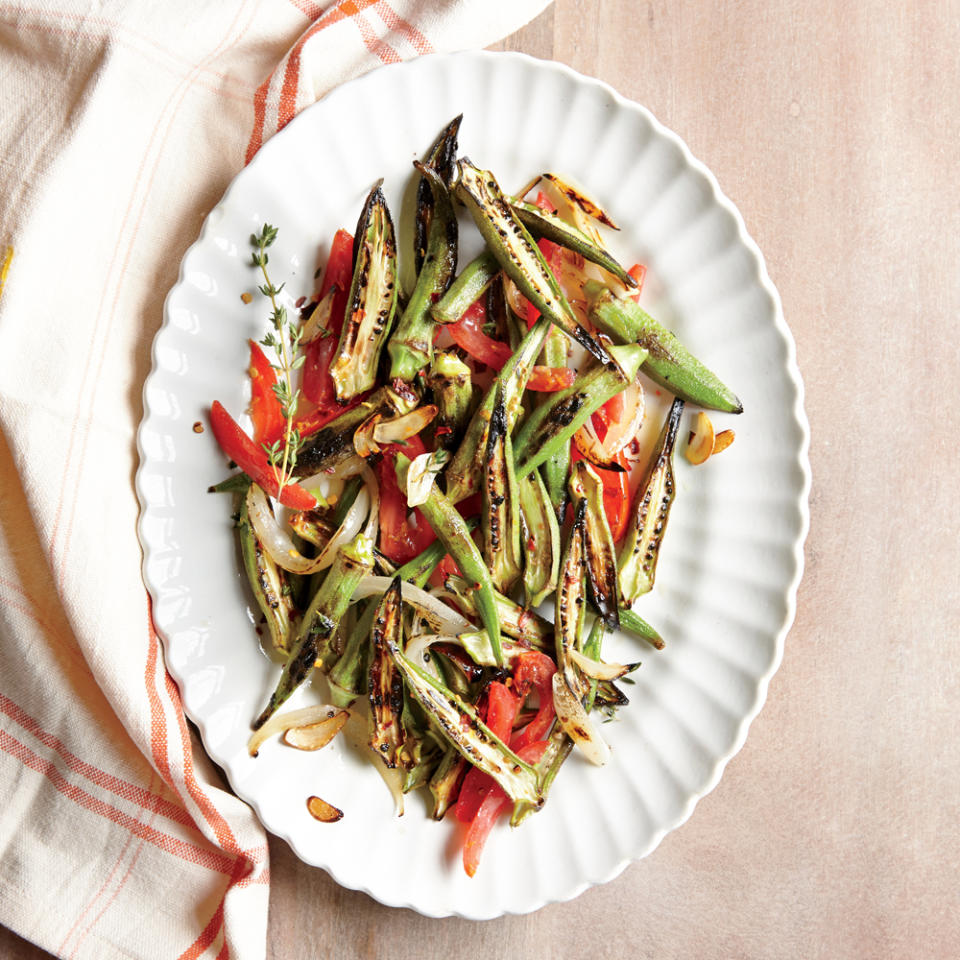 Charred Okra with Tomatoes
