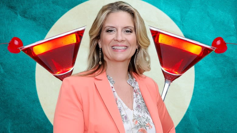 Amanda Freitag with Manhattan cocktails