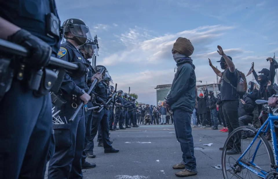 Floyds schockierender Tod löste weltweit Proteste aus und die Black Lives Matter-Bewegung erhielt viel Zuspruch. Foto: Getty