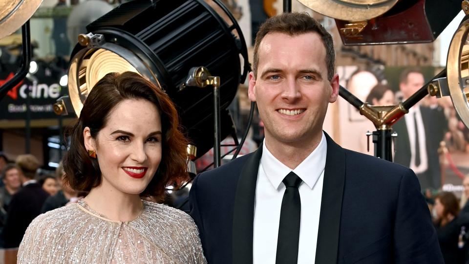 Michelle Dockery and Jasper Waller-Bridge attend the World Premiere of "Downton Abbey: A New Era" at Cineworld Leicester Square on April 25, 2022 in London, England