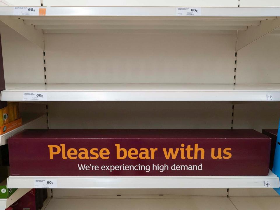 Sainsbury's out of stock signs