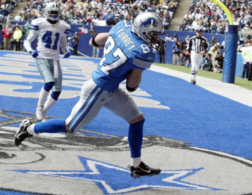 Detroit Lions wide receiver Mike Furrey (87) makes a touchdown catch against the Dallas Cowboys on Sunday, December 31, 2006.