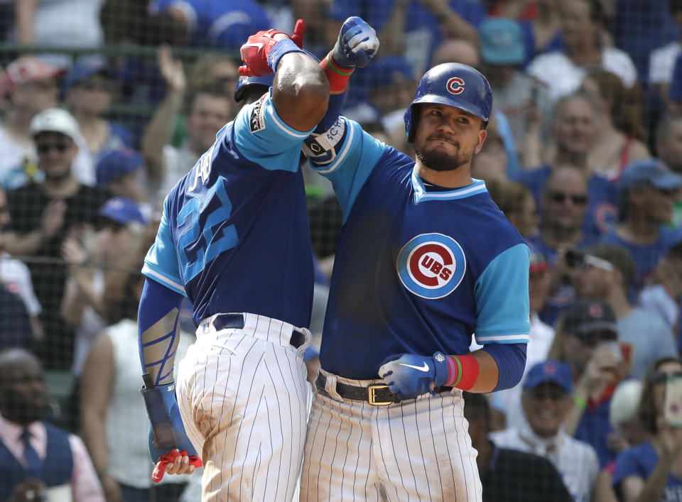 Kyle Schwarber raised close to $300,000 for first responders. (AP Photo)